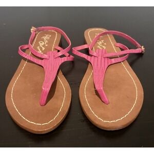 Alice & Olivia X Stacy Bendet Pink Thong Sandals With Ankle Strap Size 10 Summer